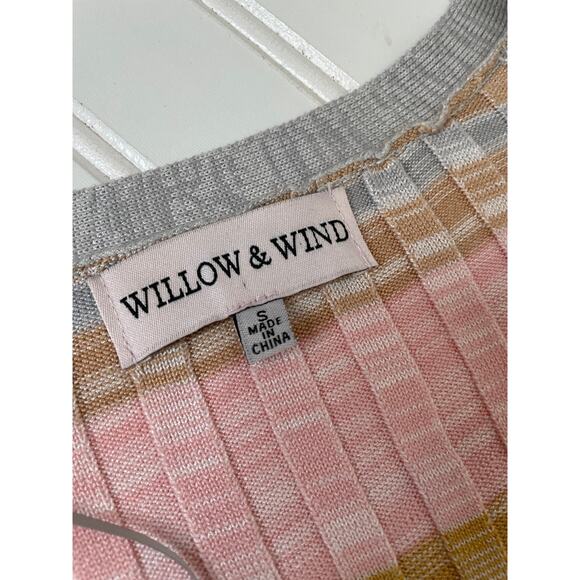 Willow & Wind Striped Multi Color Knit Long Sleeve Henley Sweater Dress Size S - Picture 4 of 6